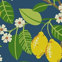 PKL Studio Indigo Lemon Tree Cotton Home Décor Fabric
