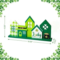 Glitzhome® 16" St. Patrick's Wooden Lucky House Table Décor