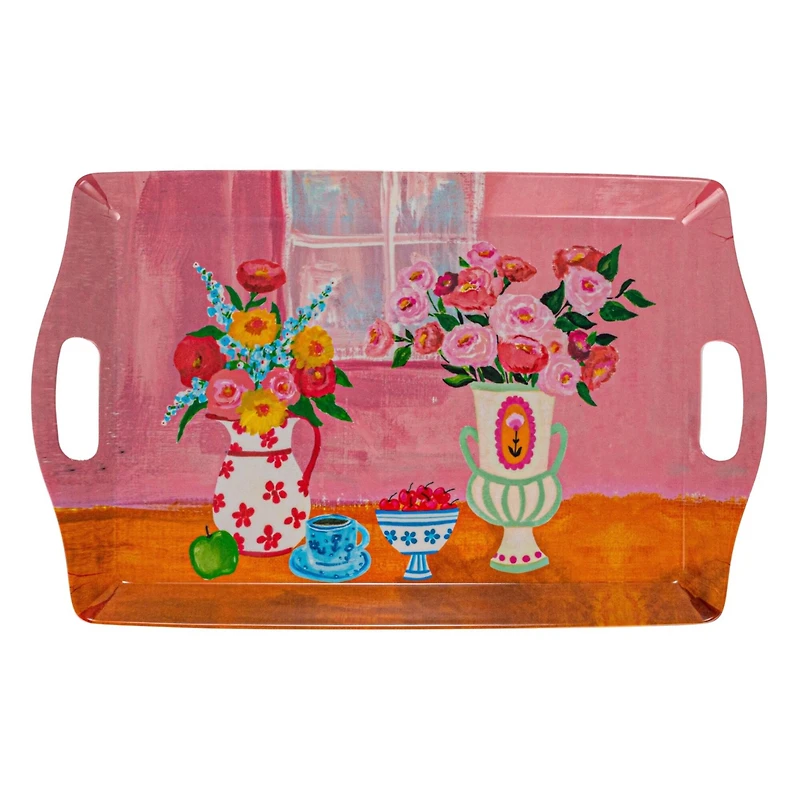 Hello Honey® 17.5" Flower Bamboo Fiber Tray with Handles