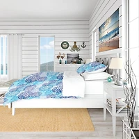 Designart 'Sea Motif Pattern' Nautical & Coastal Bedding Set