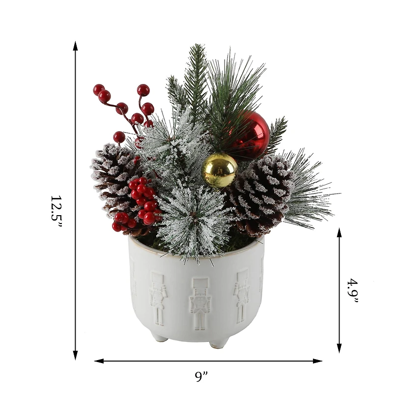 Christmas Mix In 12.5" Ceramic Cracker Footed Pot