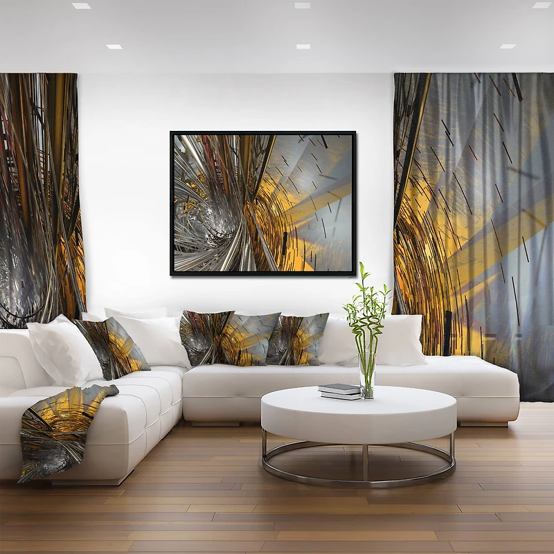 Designart - Fractal Yellow Connected Stripes