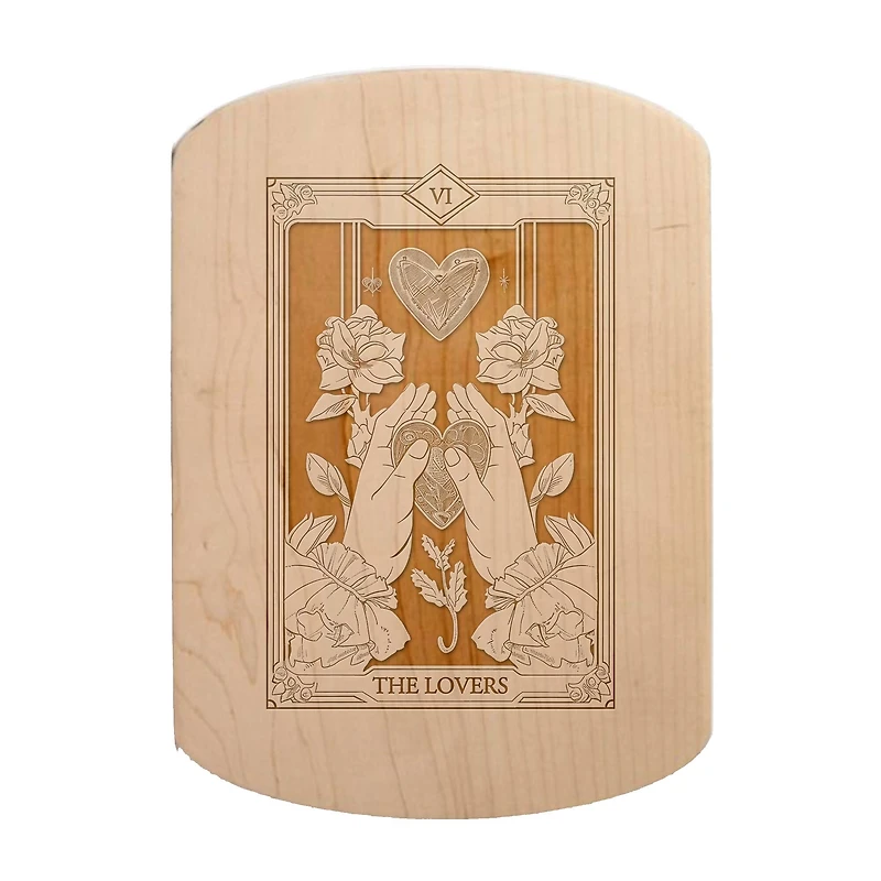 11" x 8" The Lovers Tarot Maple Oval Cutting Board