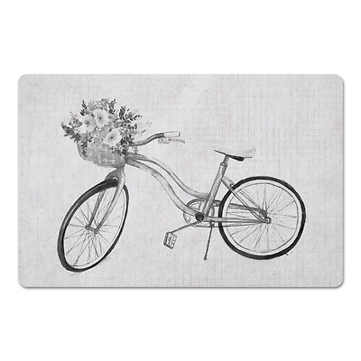 Floral Gray Bike 27" x 18" Floor Mat