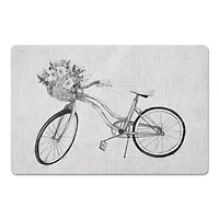 Floral Gray Bike 27" x 18" Floor Mat