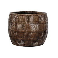Hello Honey® 9.5" Brown Embossed Crackle Terra Cotta Planter