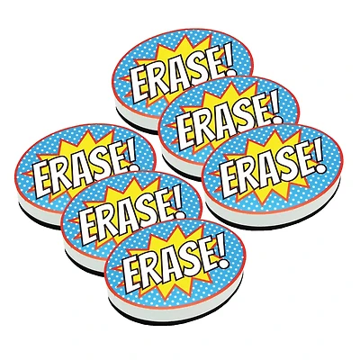Ashley Productions Superhero Erase! Magnetic Whiteboard Eraser, 6ct.