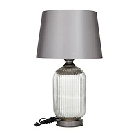 Grey Glass Modern Accent Lamp, 16" x 16" x 27"