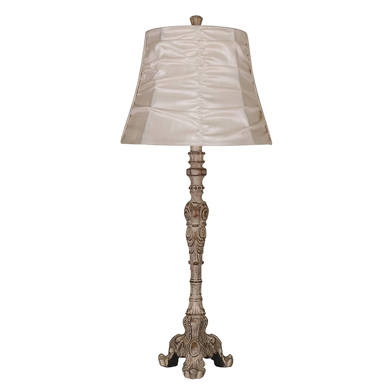 Elegant Designs Antique Style Buffet Table Lamp with Cream Ruched Shade