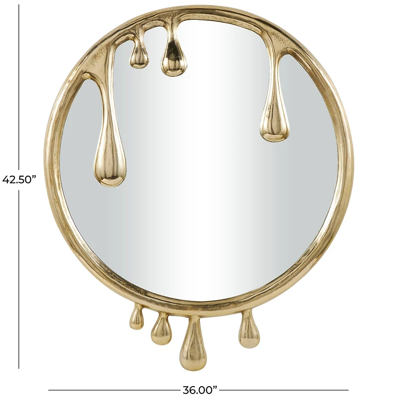 43" Gold Abstract Drip Framed Round Wall Mirror