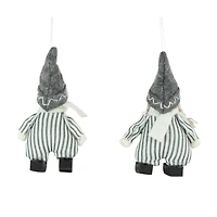 5.5" Gray & White Plush Twin Christmas Ornament Set