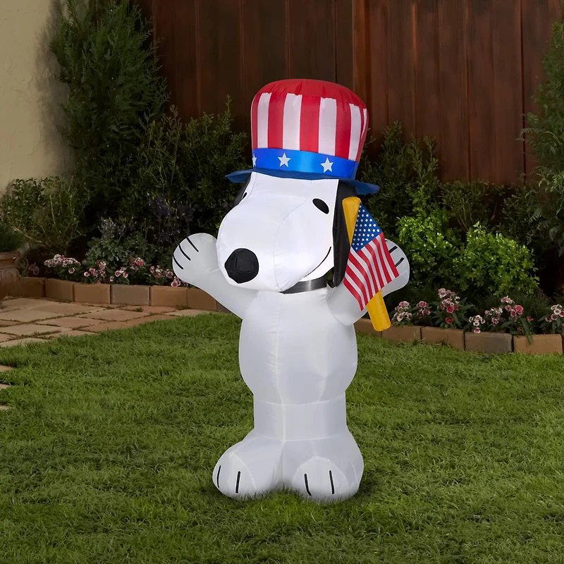 3.5ft. Airblown® Patriotic Snoopy with Hat & Flag
