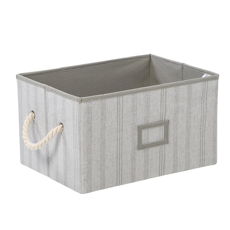 Honey Can Do Gray Stripes Large Collapsible Fabric Storage Bins with Handles, 3ct.