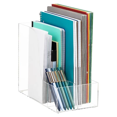 Mind Reader Vertical File Storage, Desktop Organizer, Magazine Holder, Office, Acrylic, Clear