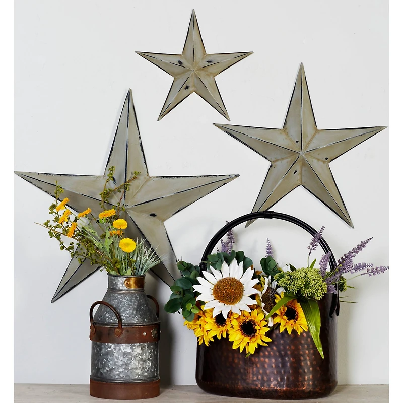 Light Brown Metal Star Wall Décor Set