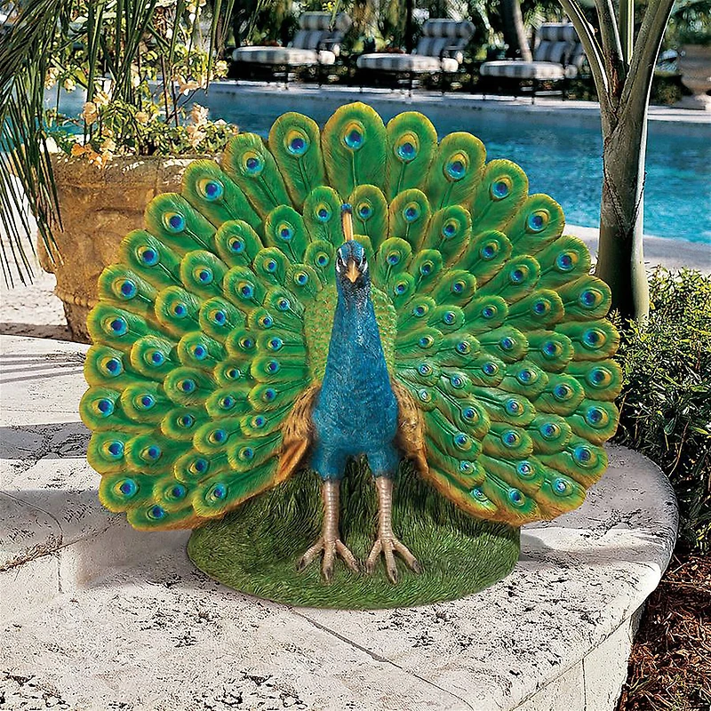 Design Toscano 24" Peacock Plumage Garden Statue