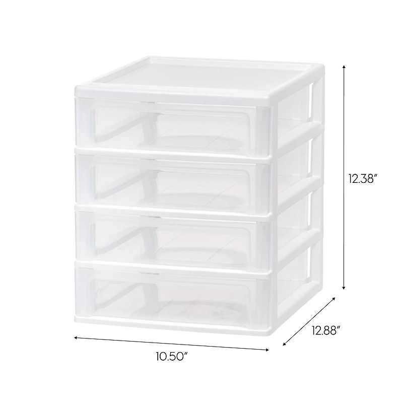 IRIS White 4-Drawer Desktop Plastic Drawer Organizer