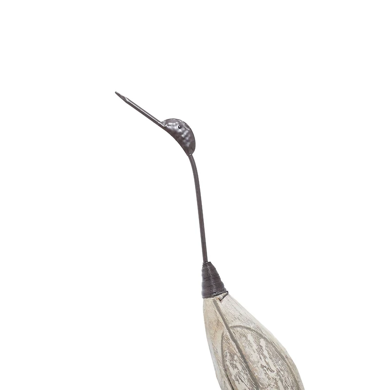 Set of 2 Brown Wood Coastal Bird Sculpture, 28", 34"