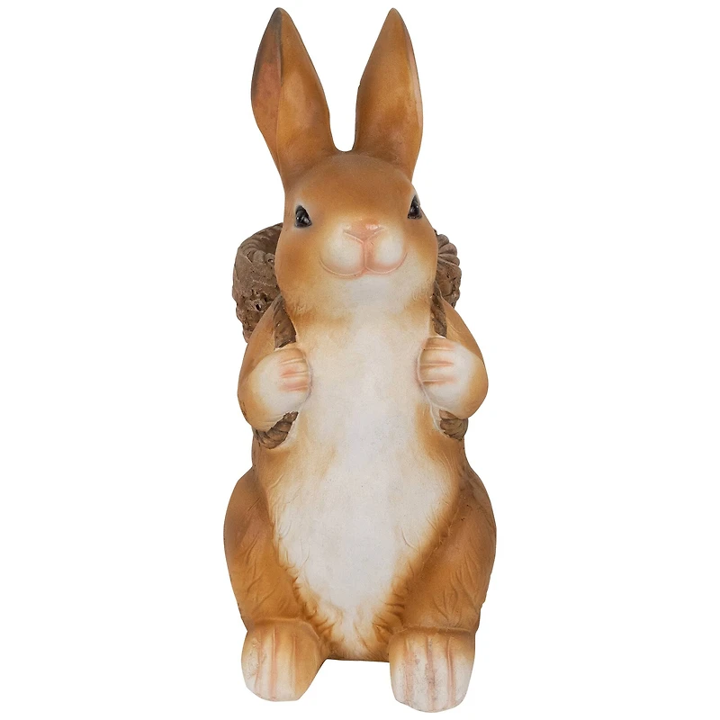 16.75" Standing Bunny Carrying a Basket Outdoor Garden Statue