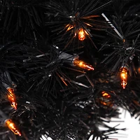 24'' Pre-Lit Black Noble Spruce Artificial Halloween Wreath