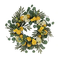 24" Lemon & Hydrangea Floral Spring Wreath