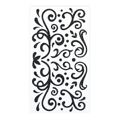 12 Pack: Black Glitter Swirl Stickers by Recollections™
