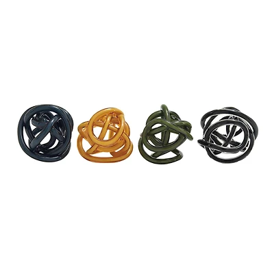 Multicolor Glass Abstract Knot Sculpture Set