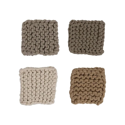 Hello Honey® Square Cotton Crocheted Coaster Set