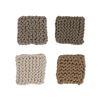 Hello Honey® Square Cotton Crocheted Coaster Set