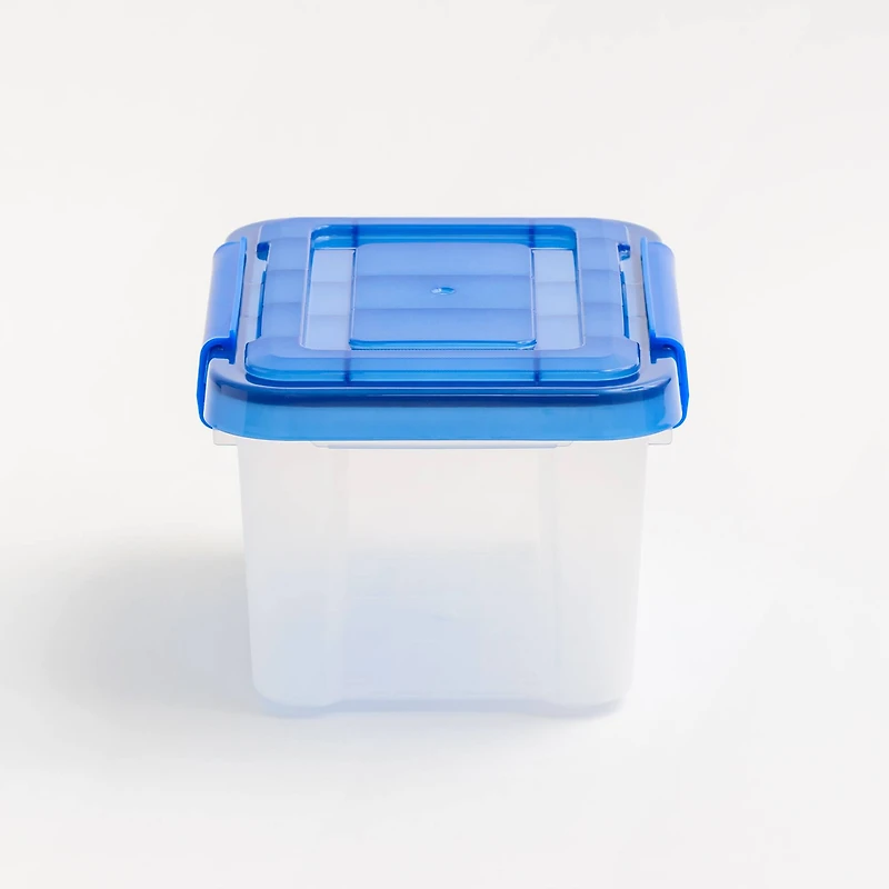 IRIS Element Resistant Clear Plastic Storage Boxes with Blue Lid