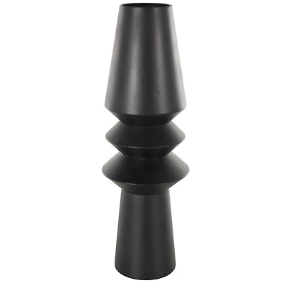 24" Black Metal Art Deco Fluted Decorative Vase