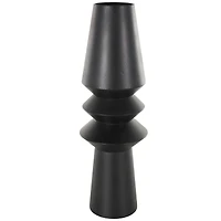 24" Black Metal Art Deco Fluted Decorative Vase