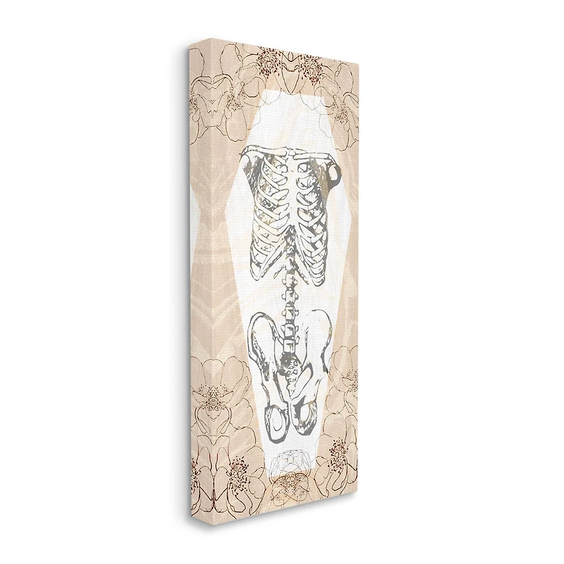 Stupell Industries Floral Skeleton Halloween Layered Canvas Wall Art