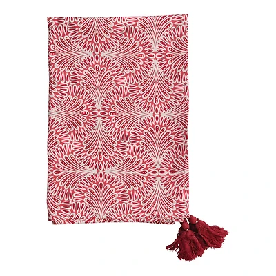 Hello Honey® 84" Red & White Patterned Cotton Printed Tablecloth