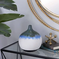 White Ceramic Contemporary Vase, 10" x 9" x 9"