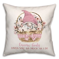 Gnome Valentine Basket Throw Pillow