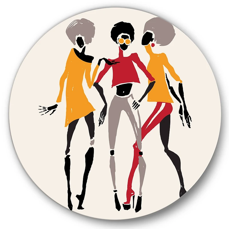 Designart - African American Women Silhouettes II - Modern Metal Circle Wall Art