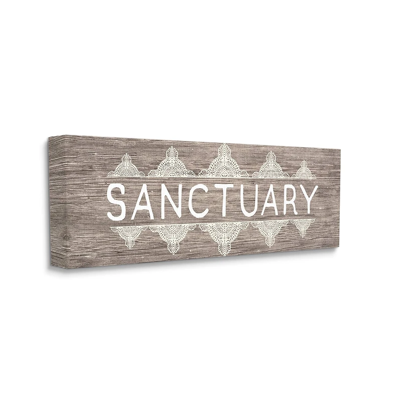 Stupell Industries Rustic Sanctuary Text with Paisley Country Pattern Canvas Wall Art