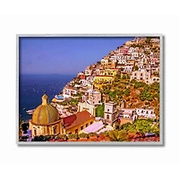Stupell Industries Coast Town Ocean Landscape with Gray Frame Wall Accent