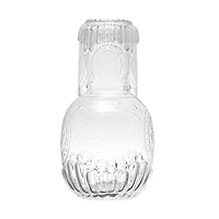 Hello Honey® 28oz. Clear Debossed Glass Carafe & 8oz. Drinking Glass Set