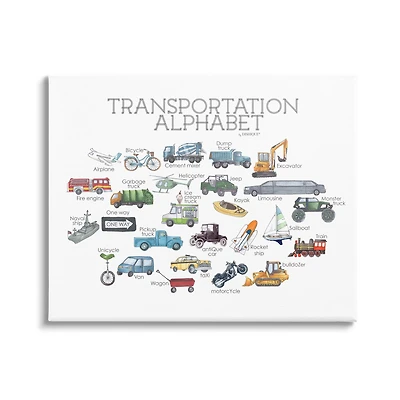 Stupell Industries Kids Educational Transportation Alphabet Canvas Wall Art