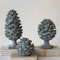 Hello Honey® 10.25" Round Verdigris Finish Pinecone Finial with Base