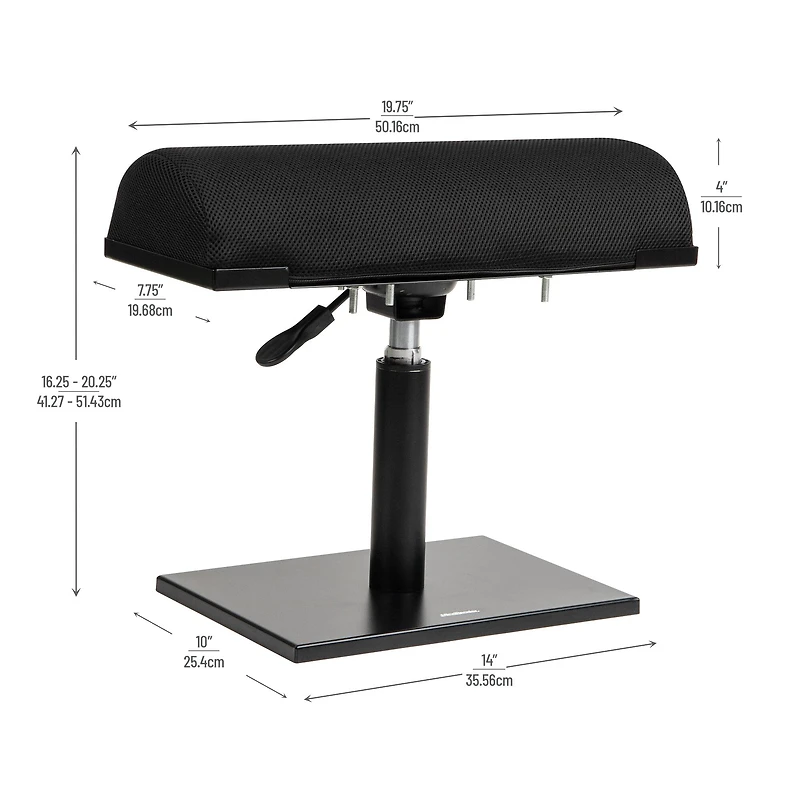 Mind Reader Foot Rest, Under Desk, Ergonomic, Hydraulic Height Adjustable, Ottoman, Office, Foam, Black