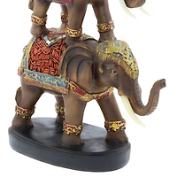 18" Brown Polystone Eclectic Elephant Sculpture