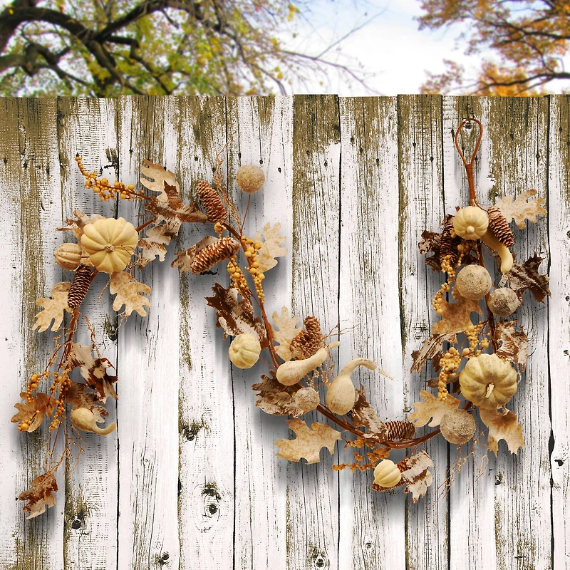 6ft. White Pumpkin and Pinecone Garland