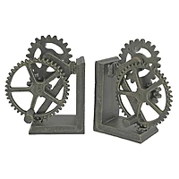Design Toscano 5.5" Industrial Gear Sculptural Iron Bookend Set