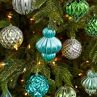 12ct. 4" Green & Silver Shatterproof Luxe Ornament Set