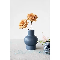 8" Blue Stoneware Vase