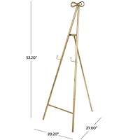 Gold Metal Tall Adjustable Floor Easel with Bow Top