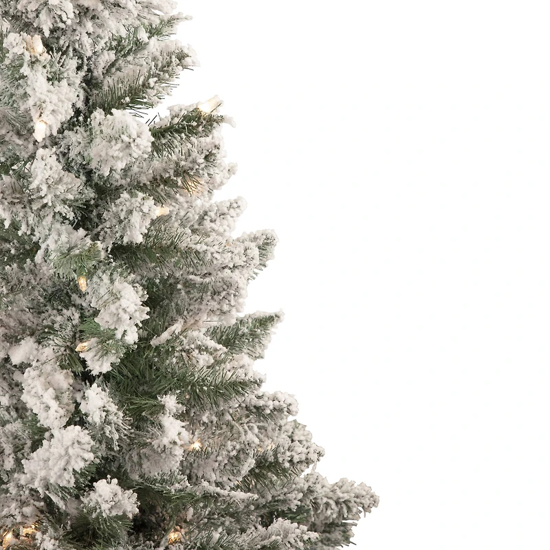 4ft. Pre-Lit Flocked Pine Slim Artificial Christmas Tree, Clear Lights